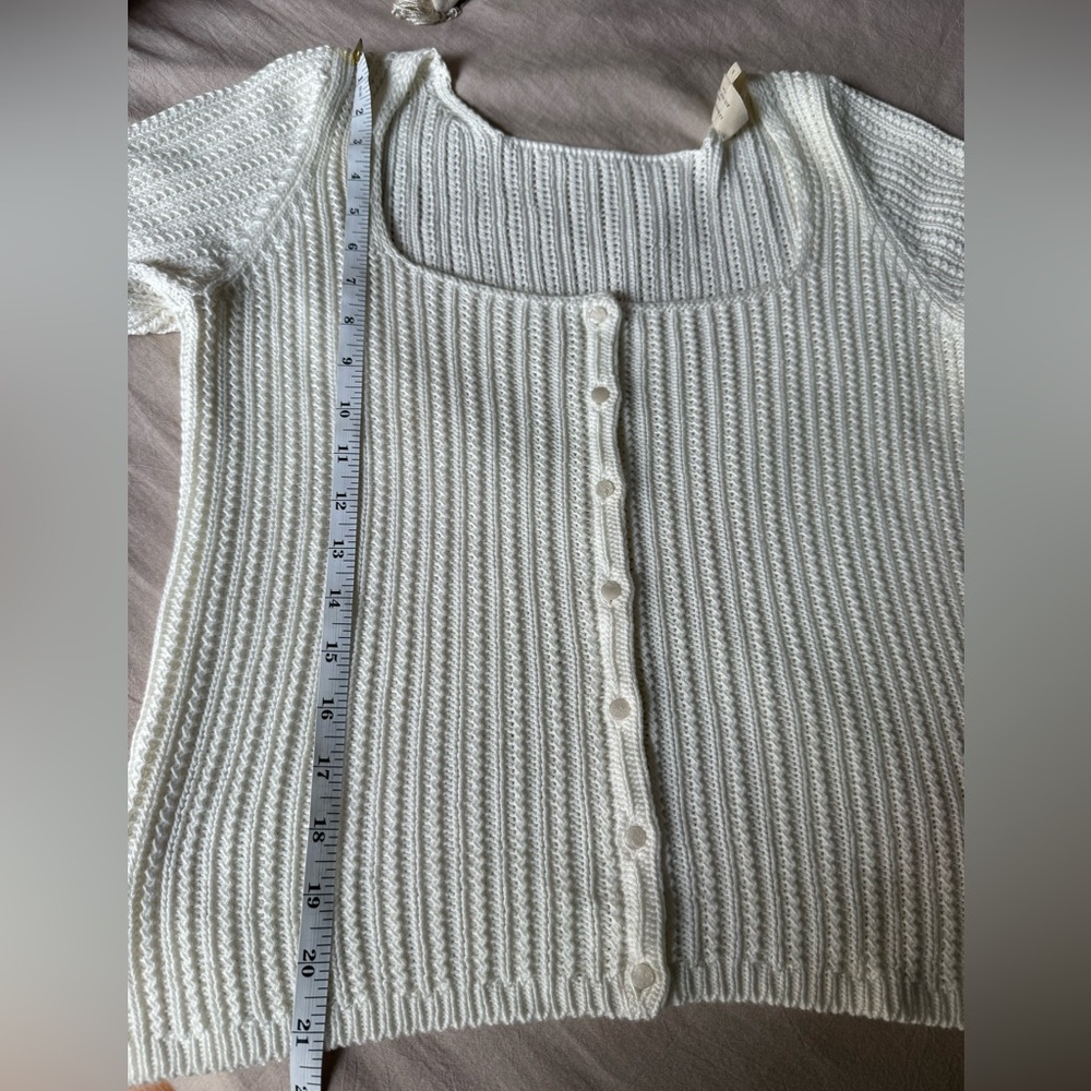 Sezane Cream Open-Knit Scoop Neck Cardigan - Picture 11 of 11